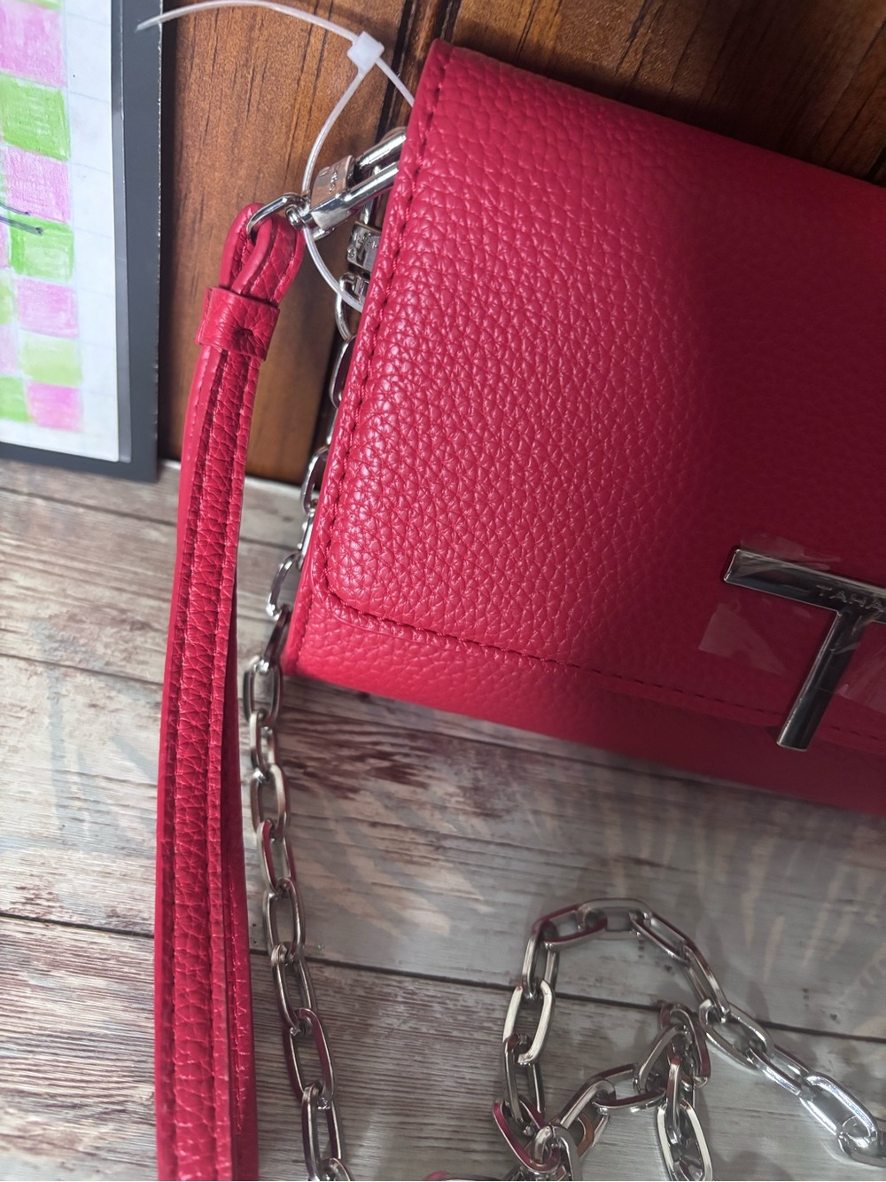 Tahari Wristlet Clutch with Silver Chain - Picture 3 of 8